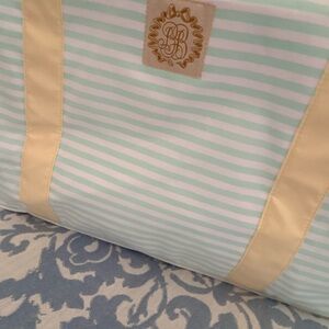 The Beaufort Bonnet Company Mint and Yellow Striped Bag